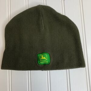 John Deere Green Beanie OSFA Adult Army Green Cotton Ribbed